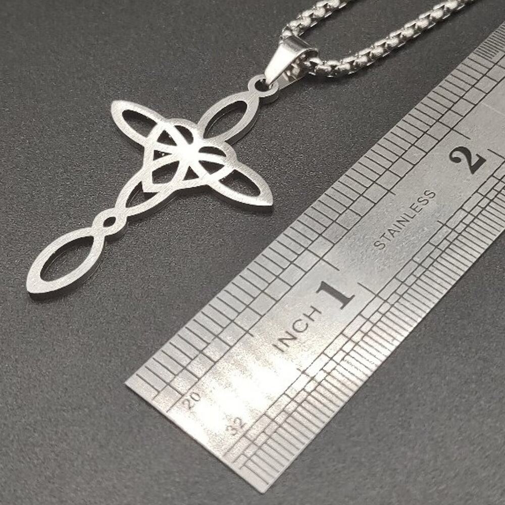 Silver Celtic Cross Heart Necklace Valentines Boho Vtg Anniversary Birthday Gift